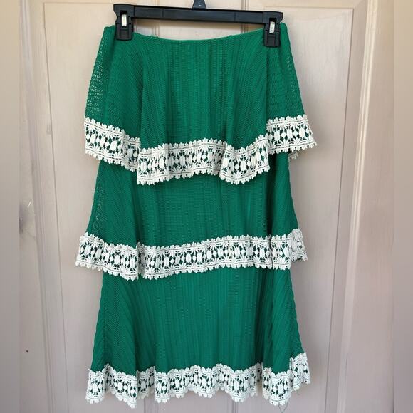 Judith March Green Strapless Ruffle 3 Tier Dress/Skirt – Size L - Picture 1 of 7